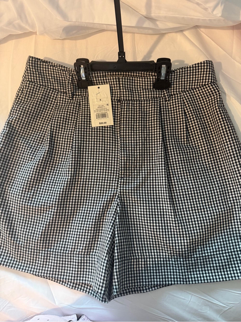 Black & White Gingham High-Waisted Shorts – Size 8 NWT
